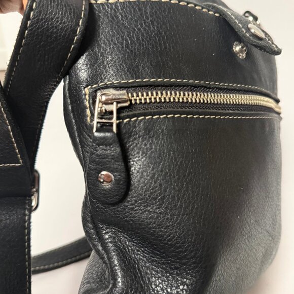 Vintage Roots Venetian Tribe Black Soft Leather Crossbody Purse – Made in Canada - Picture 3 of 9